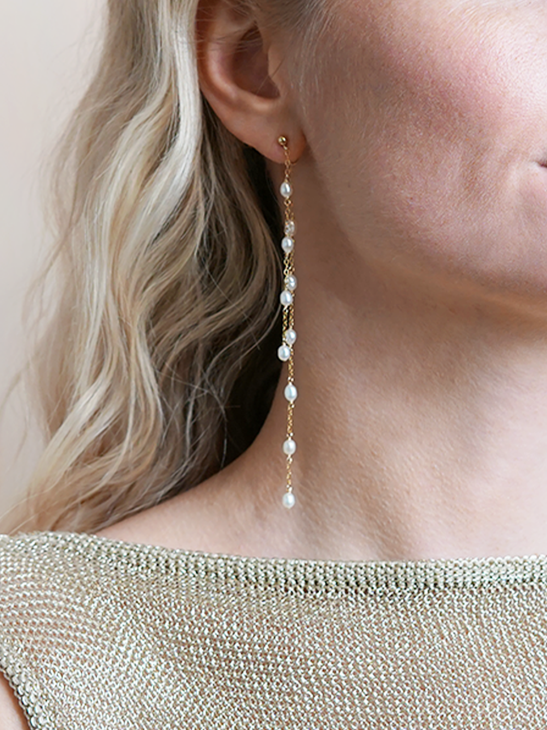 long dangle pearl earrings