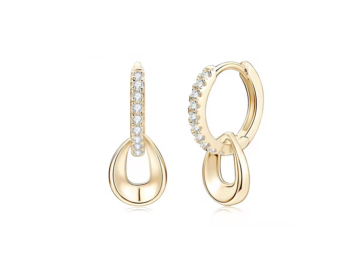 Boucles d'oreilles pendantes en argent 925 Moissanite pour femmes - Pendentif moderne amovible