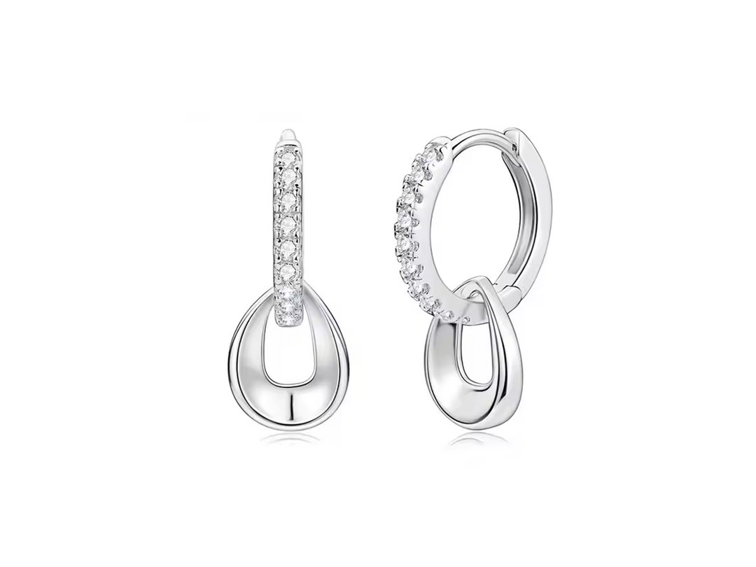 Boucles d'oreilles pendantes en argent 925 Moissanite pour femmes - Pendentif moderne amovible