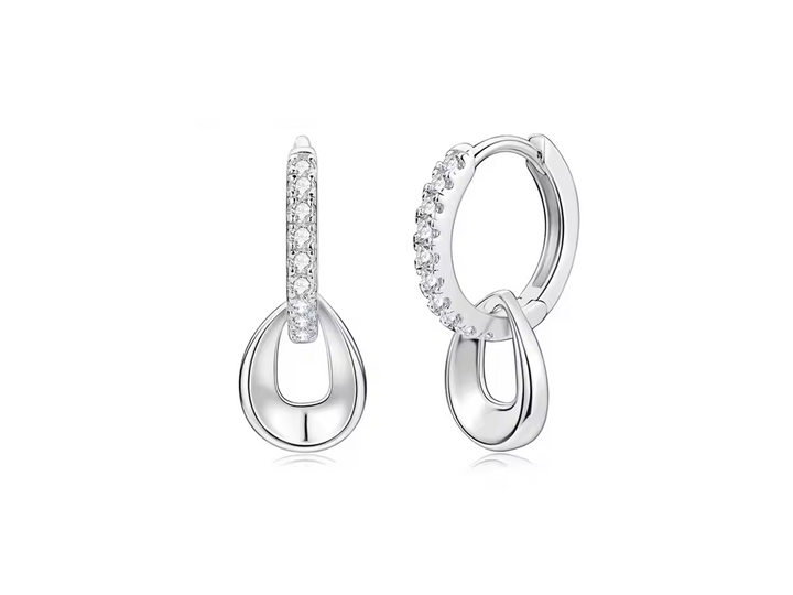 Boucles d'oreilles pendantes en argent 925 Moissanite pour femmes - Pendentif moderne amovible