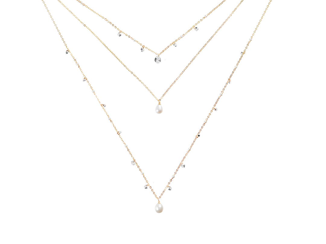 Lili - Back Necklace with Floating Diamonds for Bride