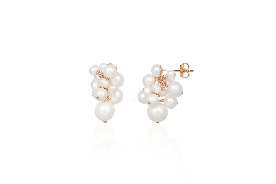 Maela - Elegant Freshwater Pearl Cluster Drop Earrings