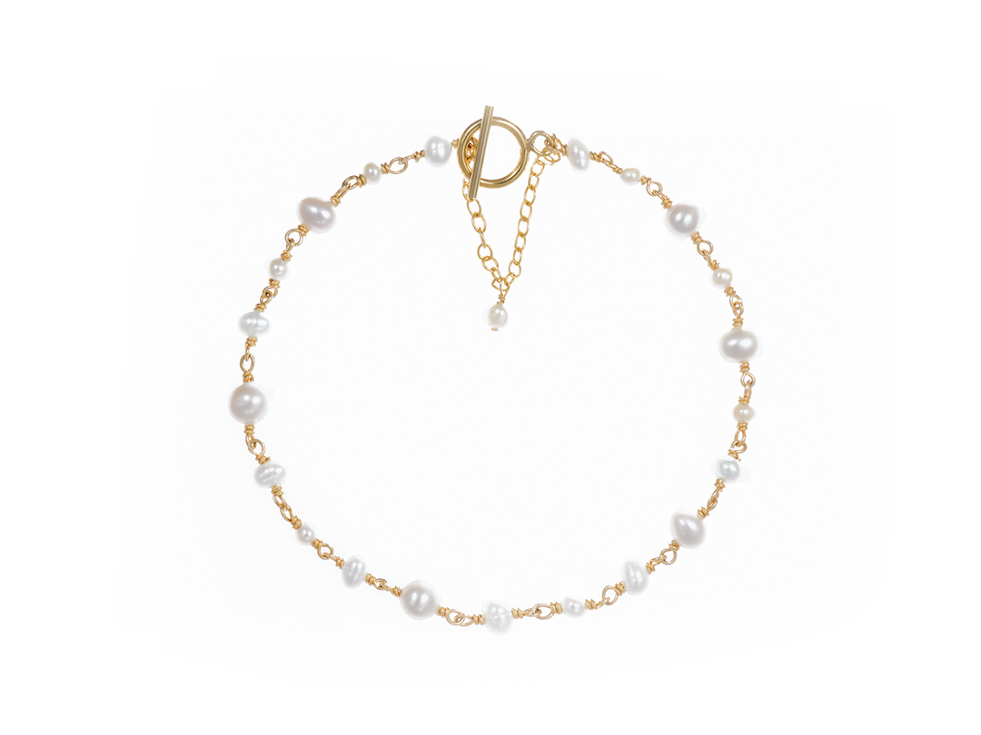 Lou - Bracelet Chapelet avec perles naturelles et fermoir en T