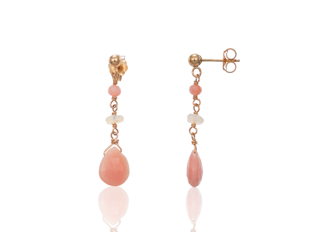 Boucles Lou Opale rose - Boucles d'oreilles délicates en opale rose