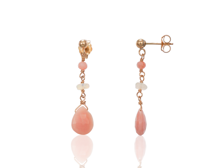 Boucles Lou Opale rose - Boucles d'oreilles délicates en opale rose