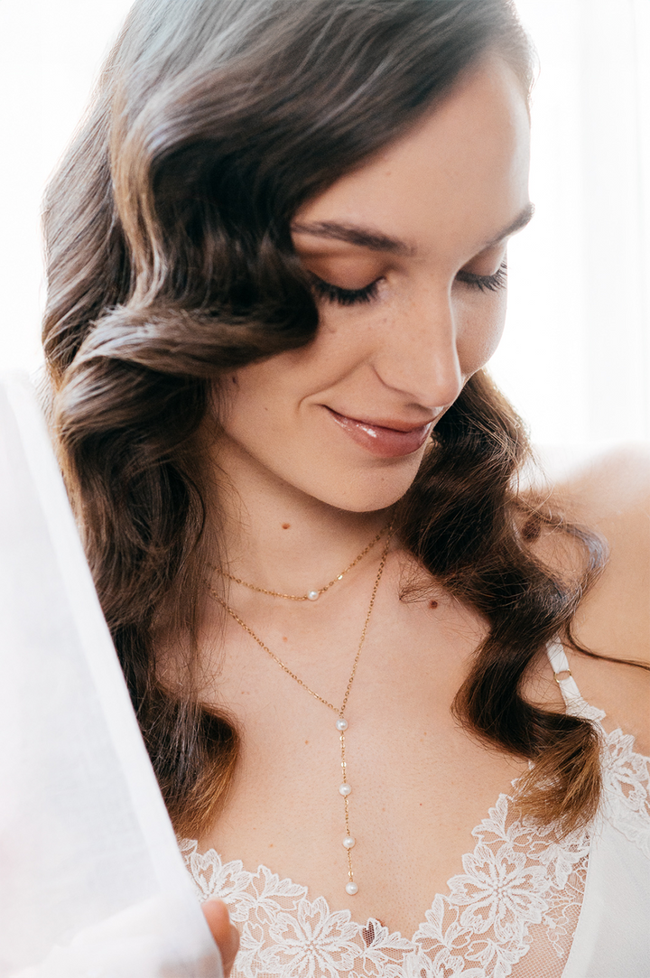 Natasha - Collier de mariée en Y double superposé