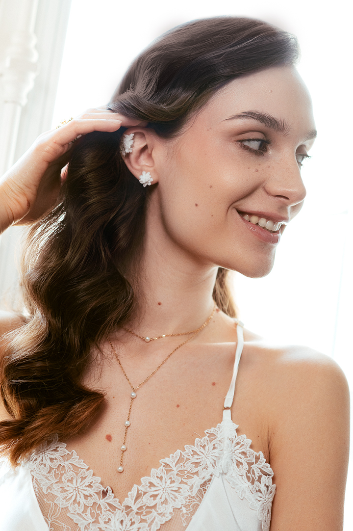 Natasha - Collier de mariée en Y double superposé