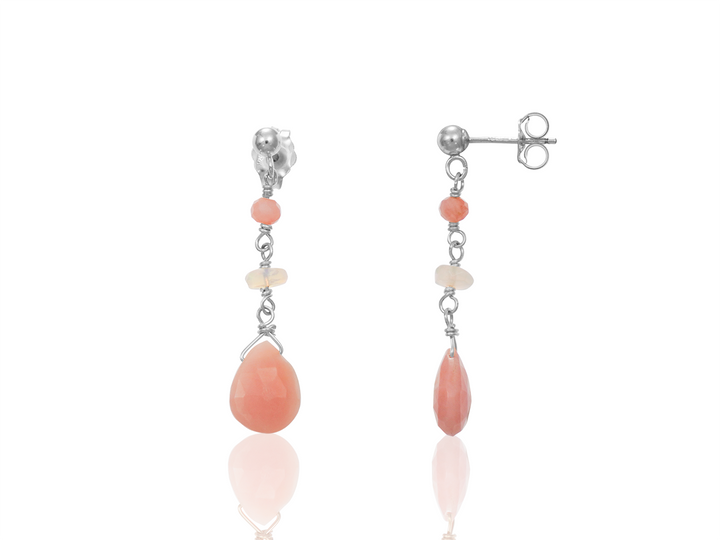 Boucles Lou Opale rose - Boucles d'oreilles délicates en opale rose