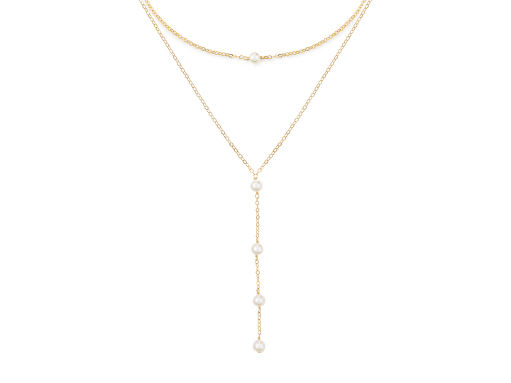 Natasha - Collier de mariée en Y double superposé