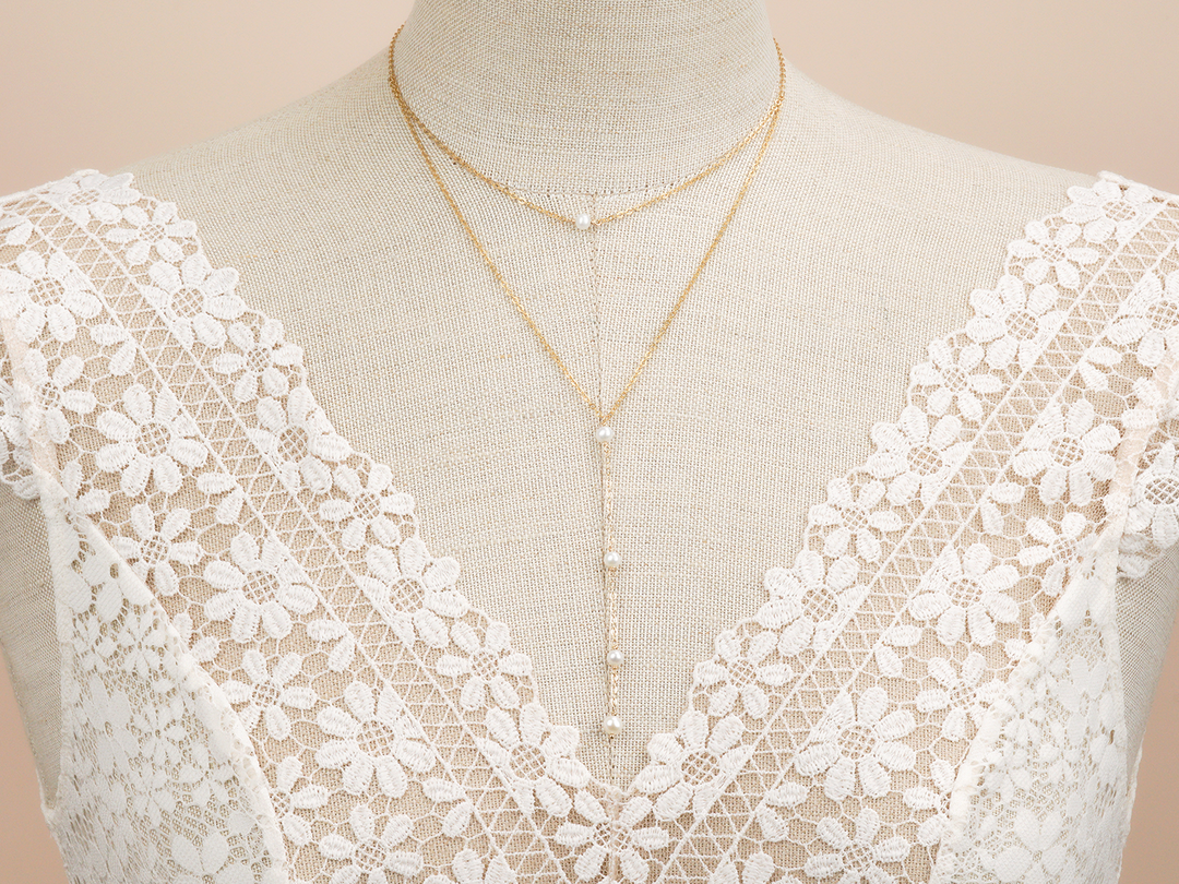 Natasha - Collier de mariée en Y double superposé