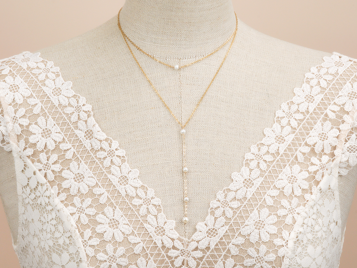 Natasha - Collier de mariée en Y double superposé