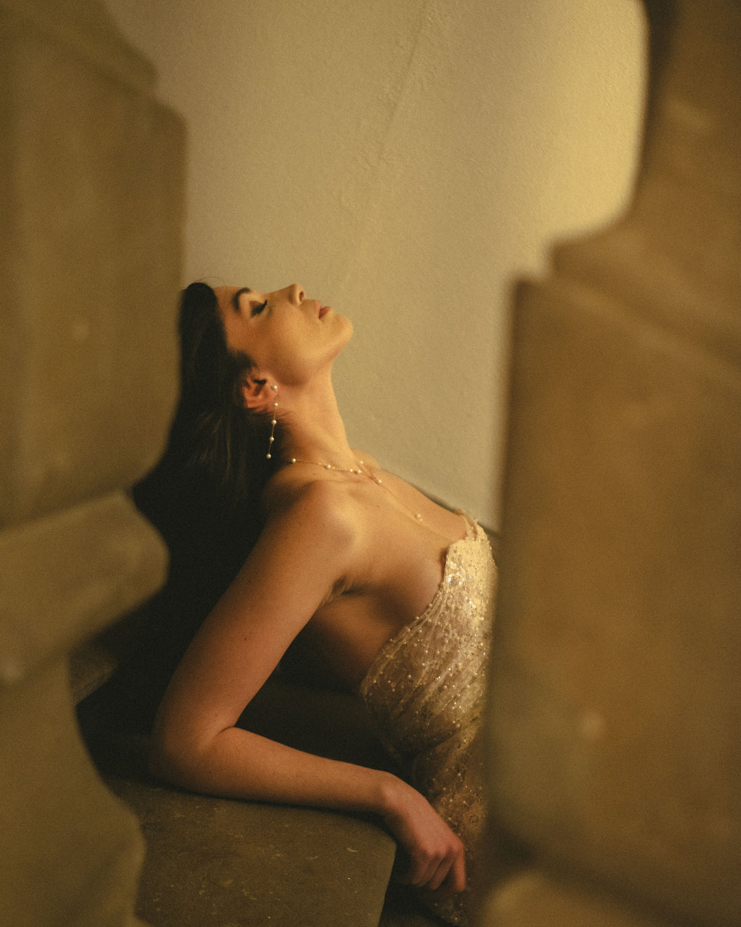 Amber - Pearl Back Necklace for Brides
