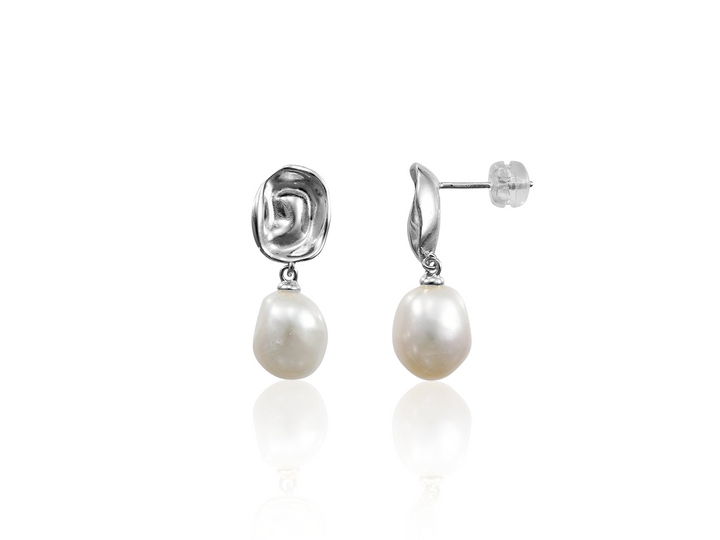 Cleopatra - Organic Irregular-Shaped Baroque Pearl Earrings in Gold Vermeil