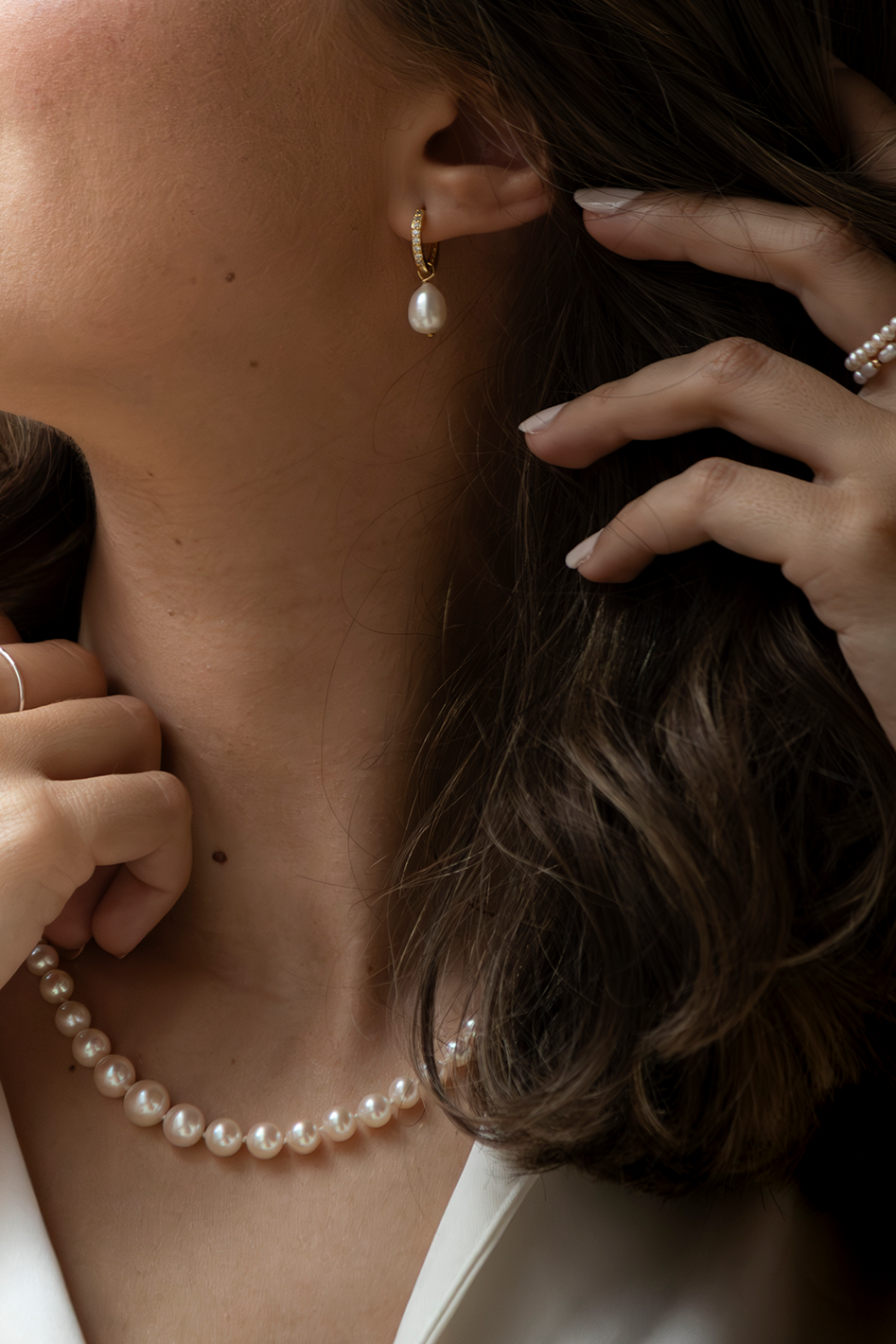 Solenge - White Gradual Pearl necklace 3-9 mm
