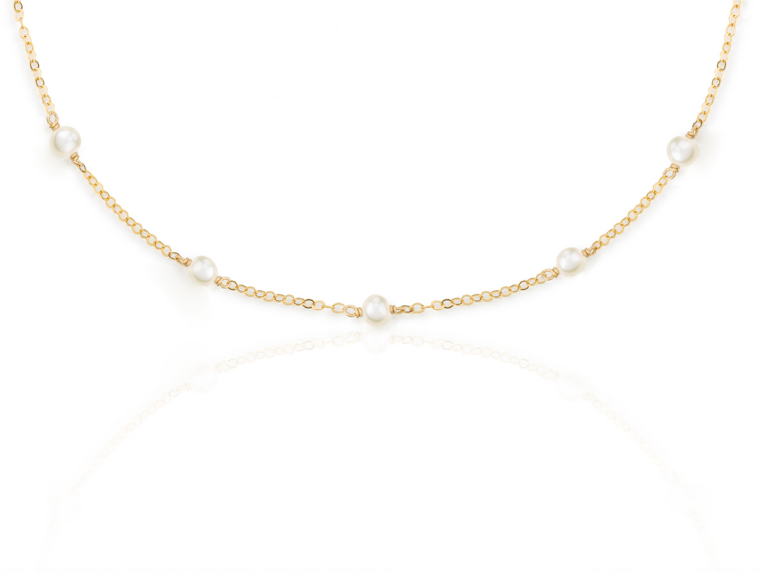 Amber - Round pearl necklace