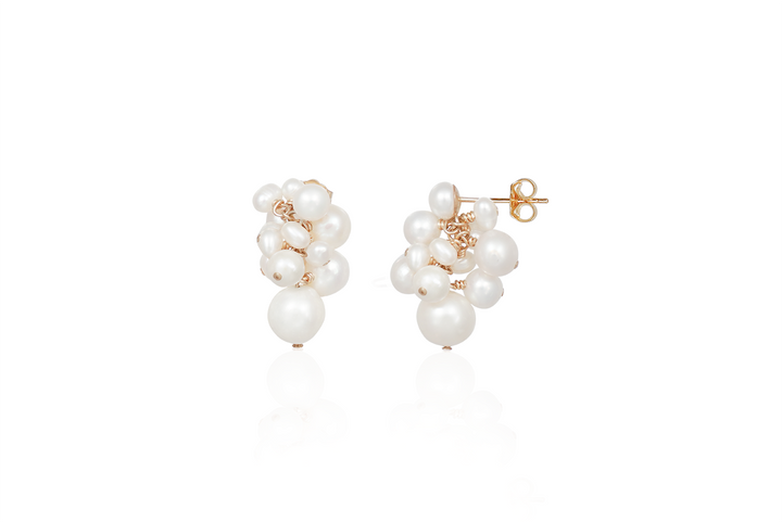 Maela - Elegant Freshwater Pearl Cluster Drop Earrings