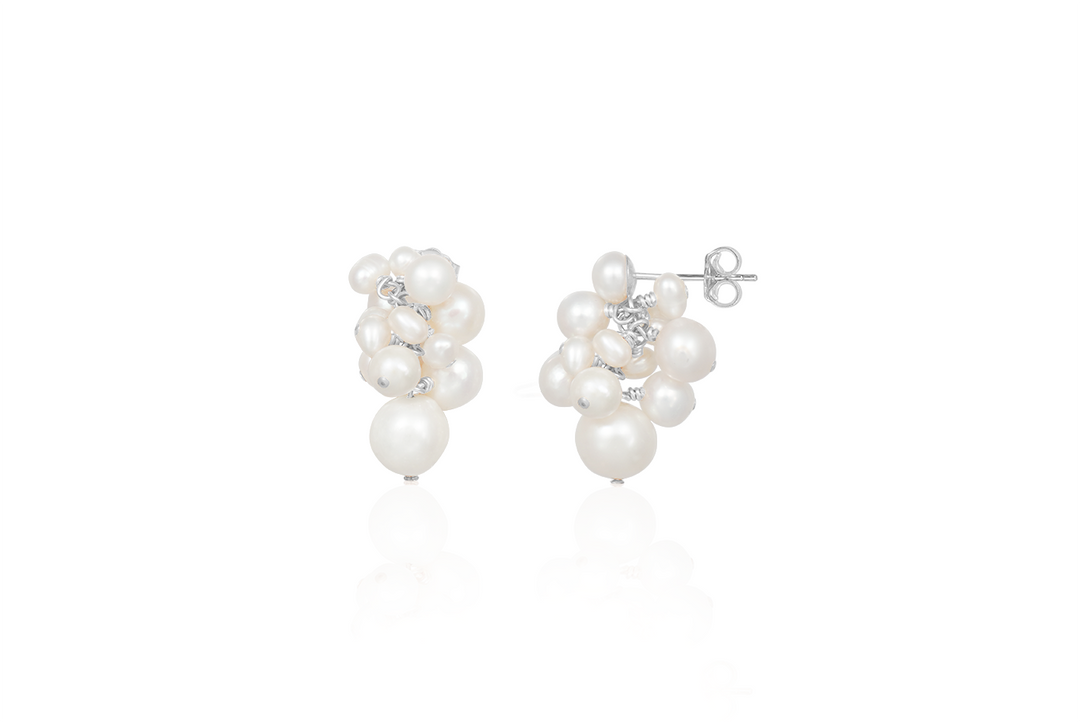Maela - Elegant Freshwater Pearl Cluster Drop Earrings