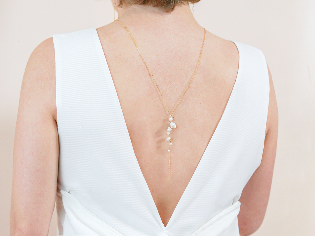 Esmée - Back Necklace with Baroque Pearls