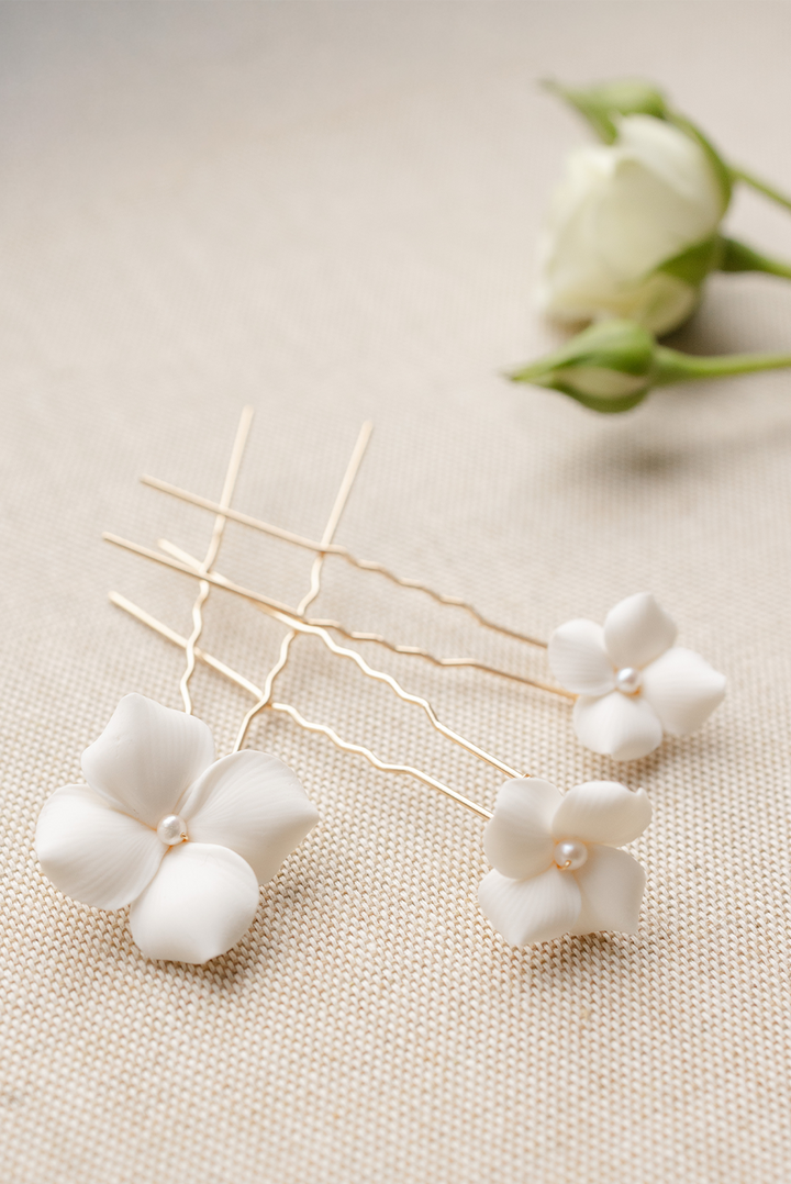 Diana - Cold porcelain Flower Hair pin for Brides