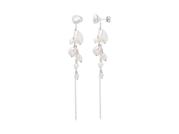 Esmée - Long Bohemian Pearl Earrings Bridal