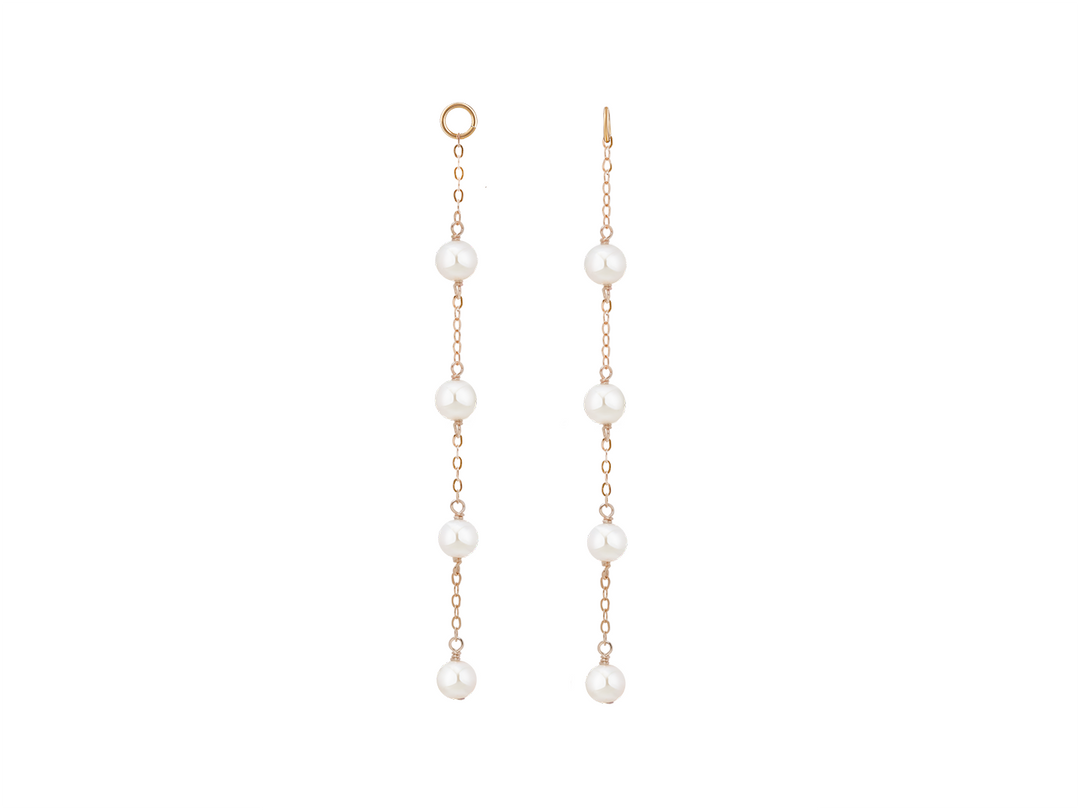 extra long round pearl charms for earrings in gold by pm atelier