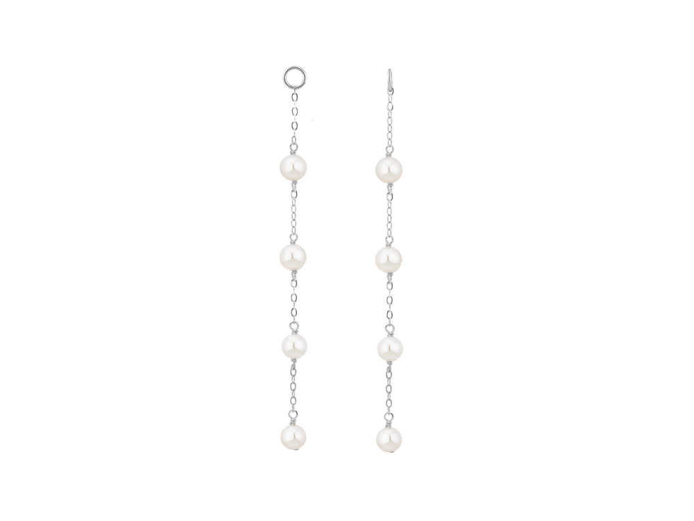 extra long round pearl charms for earrings in silver by pm atelier