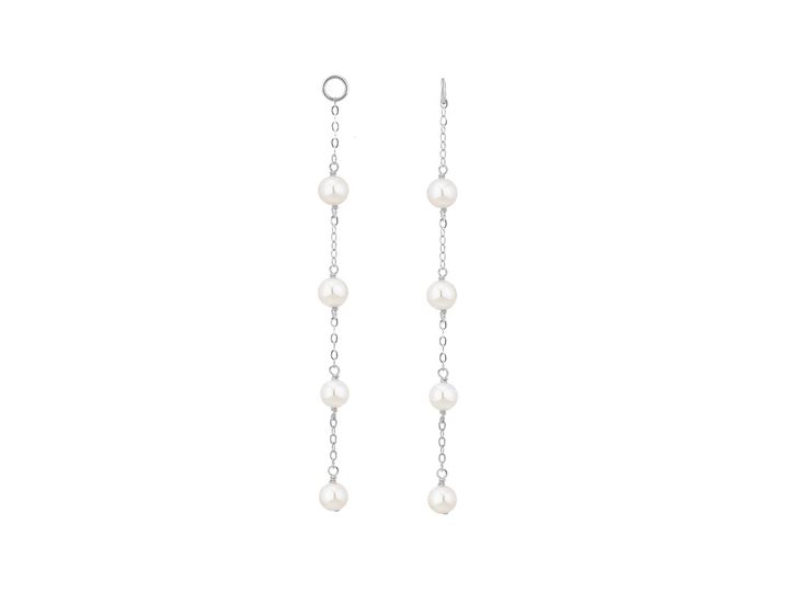 extra long round pearl charms for earrings in silver by pm atelier