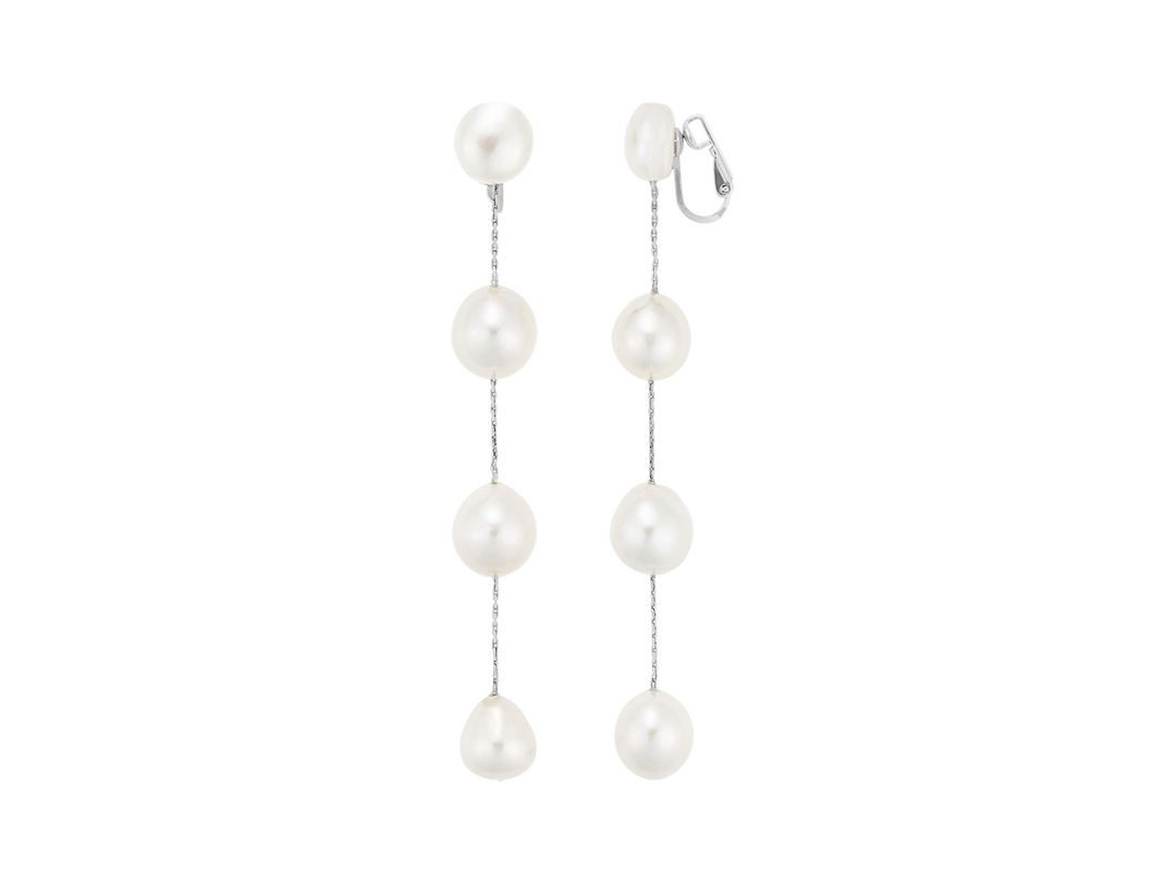 Boucles Calliope - Boucles d'oreilles de mariée à clip en perles pour oreilles non percées