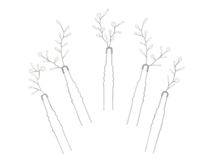 Helena - Pearl Leaves Hair Pin Set (x5) in Gold or Silver – Delicate Bridal Elegance