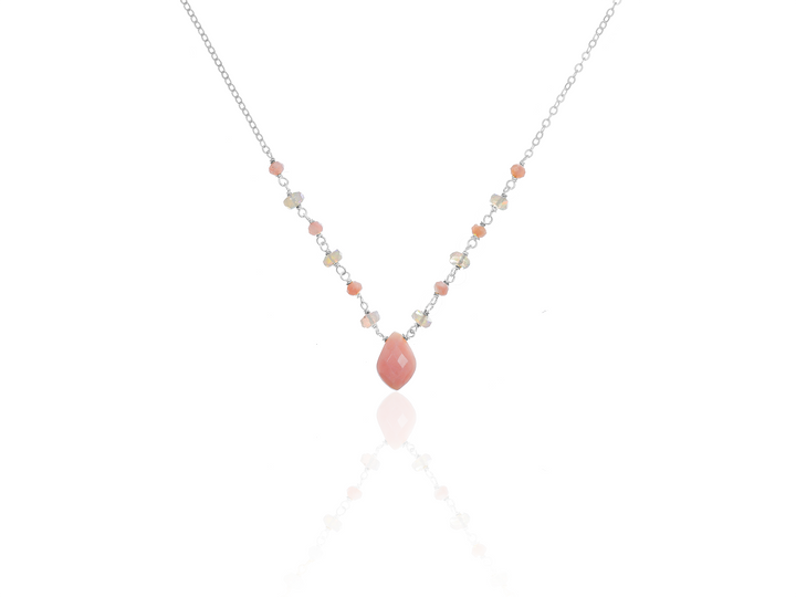 Lou - Äthiopischer Opal und rosa Opal Halskette