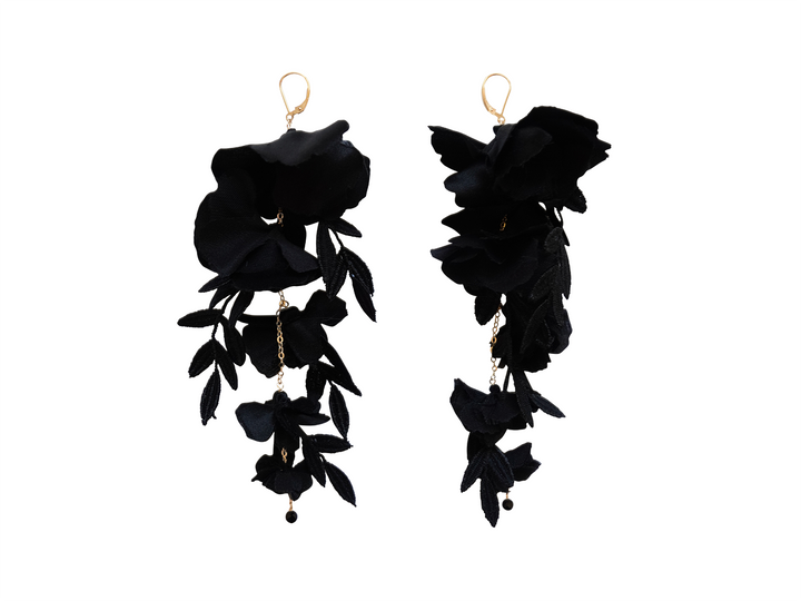 Adrielle Earrings - Night Bird Elegant Black Silk Earrings