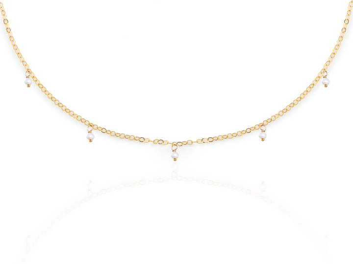 Mia - Tiny pearl charm necklace