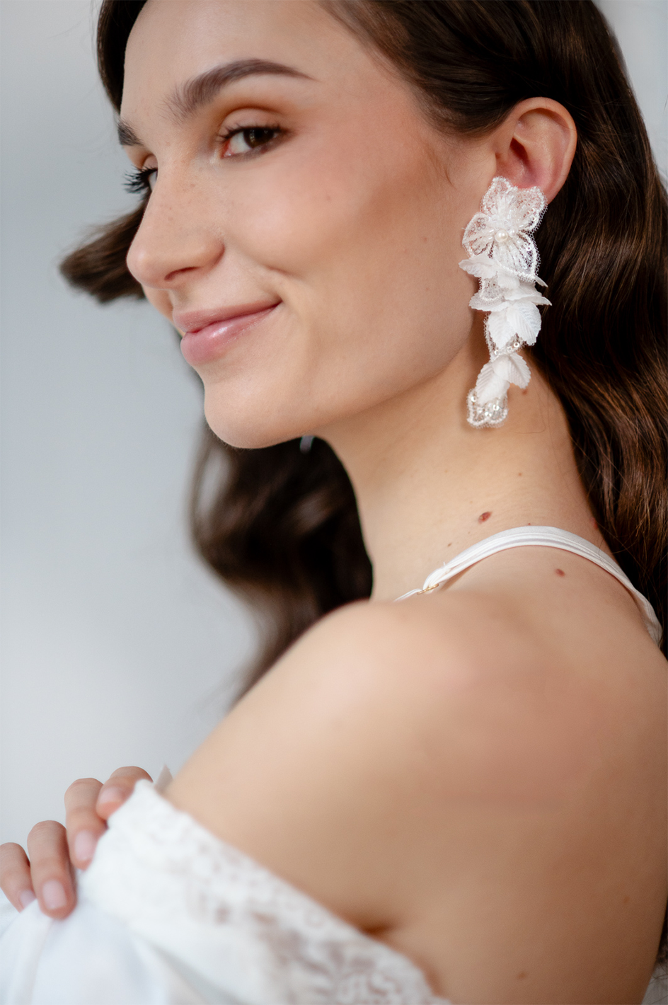 Flora Earrings - White Flower Statement Earrings for Brides