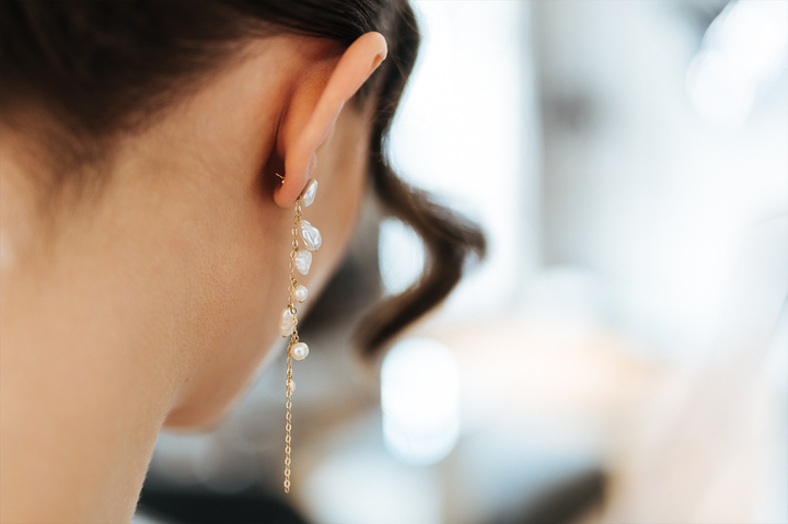 Esmée - Long Bohemian Pearl Earrings Bridal