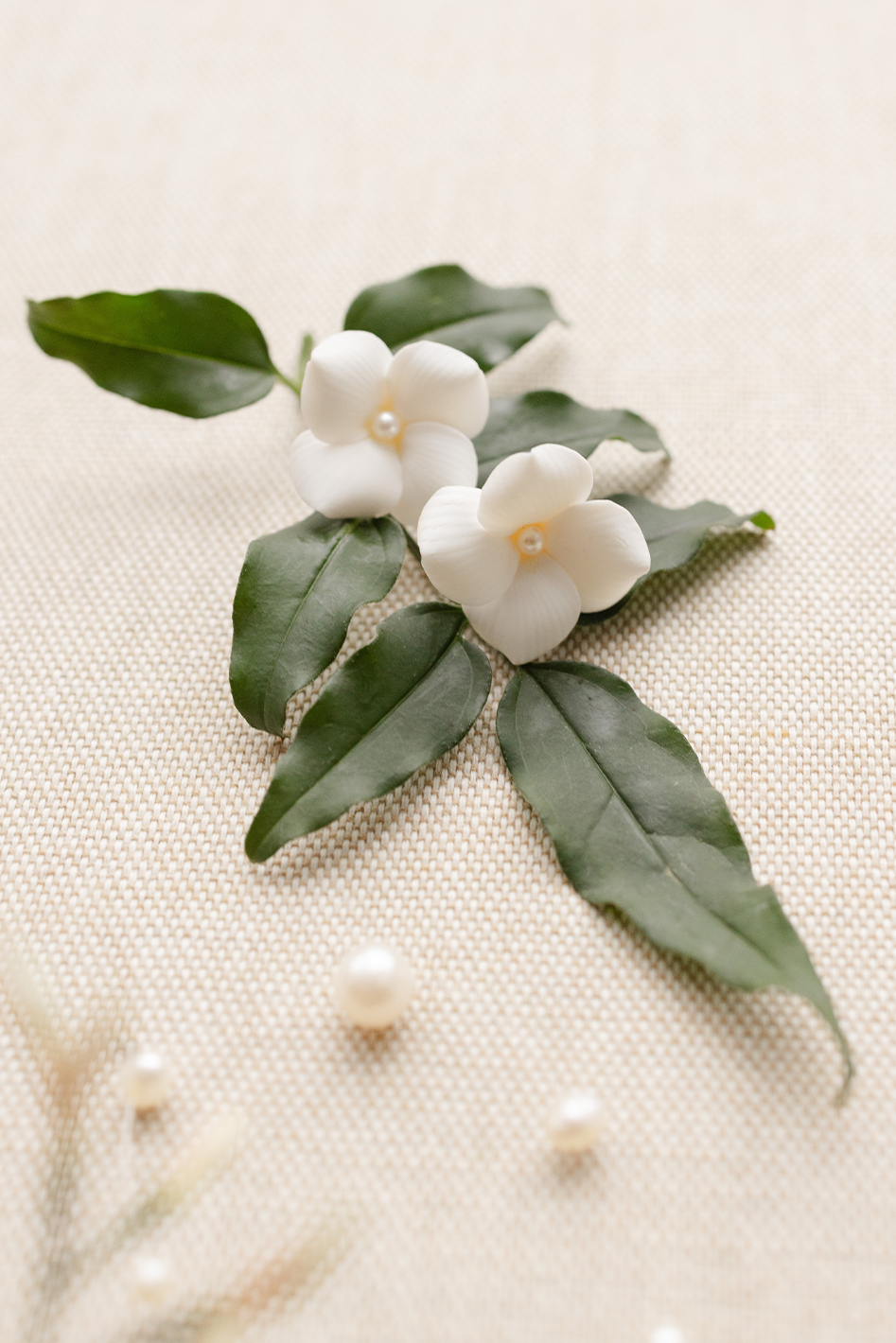 Diana - Flower Studs in White