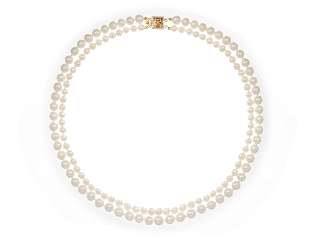 Eugénie - Collier Perles Naturelles Blanches à Deux Rangs pour les Mariées