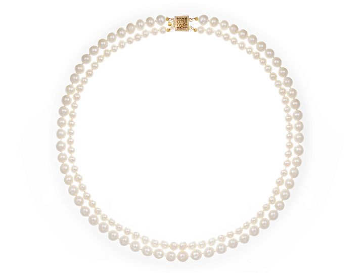 Eugénie Double-strand White Natural Pearl Necklace for Brides