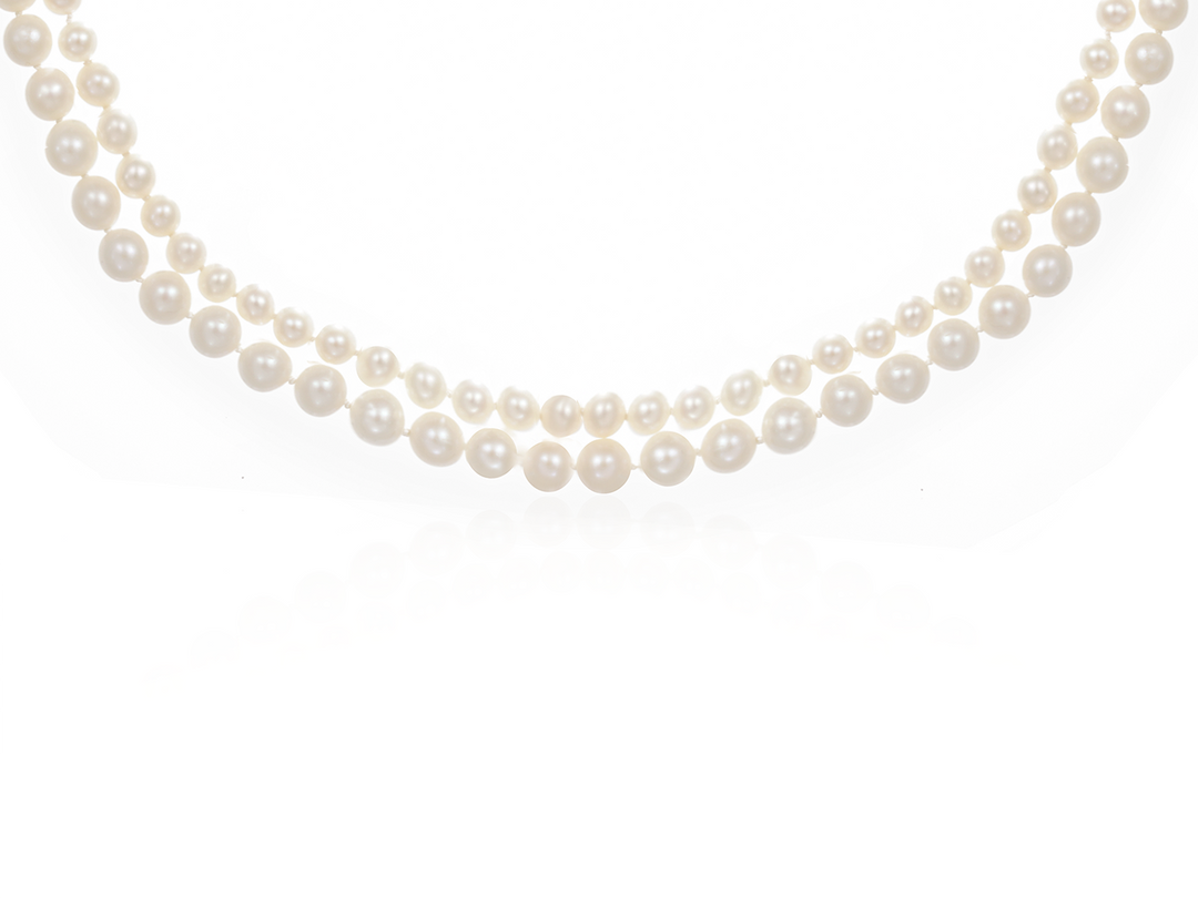 Eugénie - Collier Perles Naturelles Blanches à Deux Rangs pour les Mariées