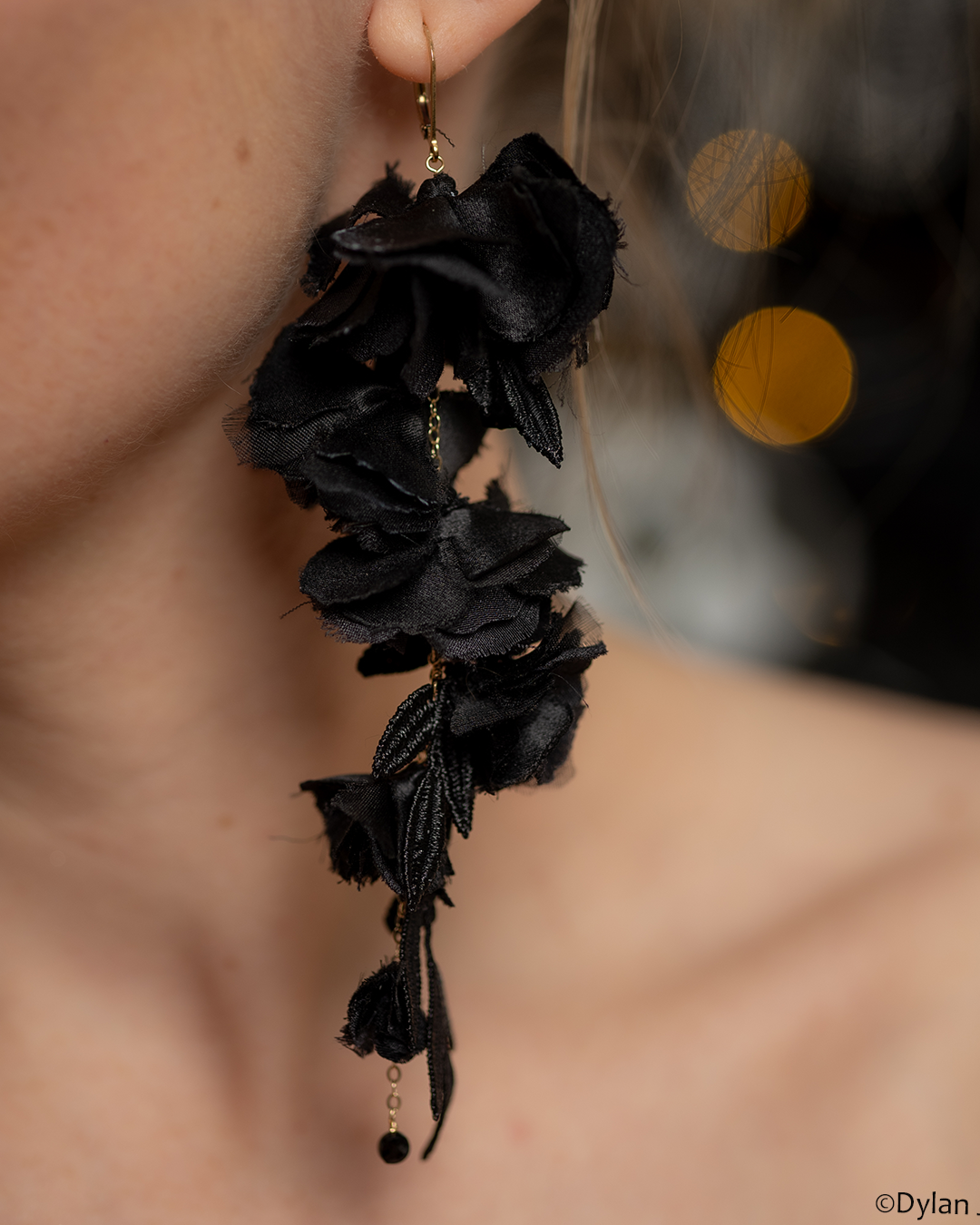Night Bird Elegant Black Statement Silk Earrings PM Atelier Night Bird Elegant Black Statement Silk Earrings PM Atelier