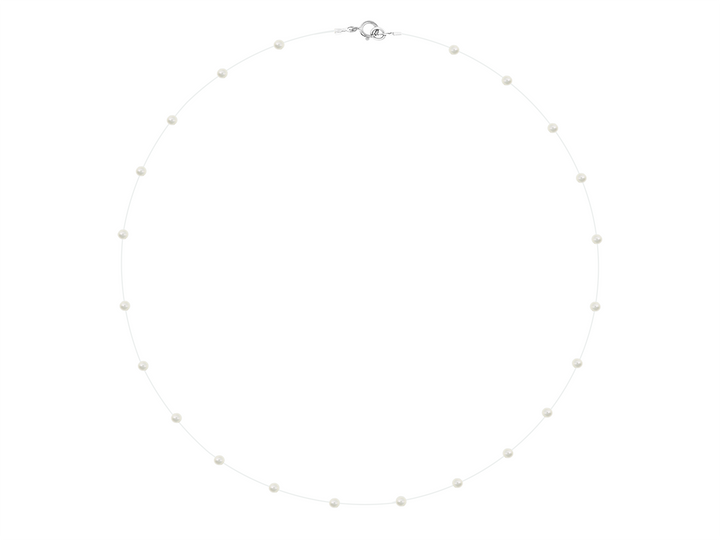 Leonore schwebende Perlen-Illusionskette – Handgefertigter Süßwasserperlen-Choker an unsichtbarem Faden