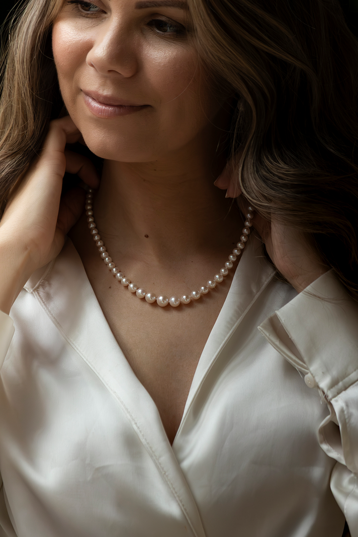 Solenge - White Gradual Pearl necklace 3-9 mm