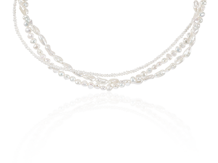 Elegant Natural Freshwater Pearls Twisted Beaded Choker