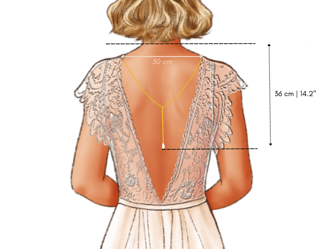 Capucine - Collier de dos à deux rangs avec diamants CZ pour robe de mariée