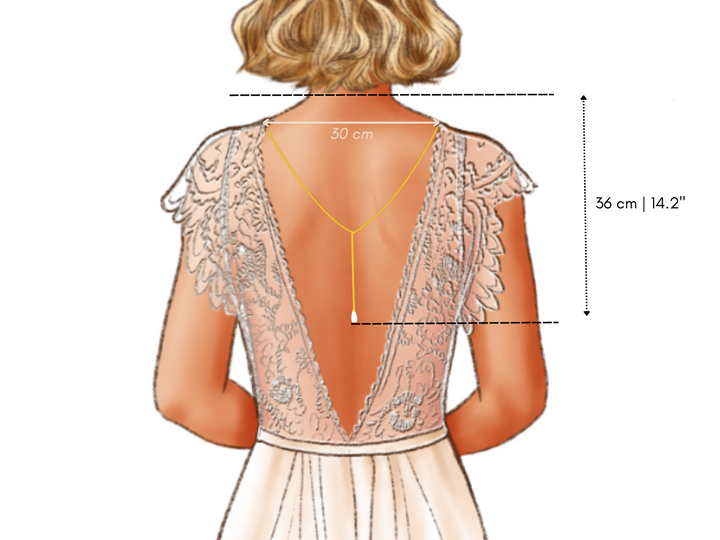 Capucine - Collier de dos à deux rangs avec diamants CZ pour robe de mariée