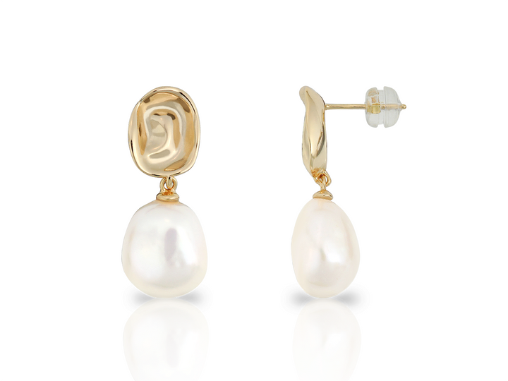 Cleopatra - Organic Irregular-Shaped Baroque Pearl Earrings in Gold Vermeil