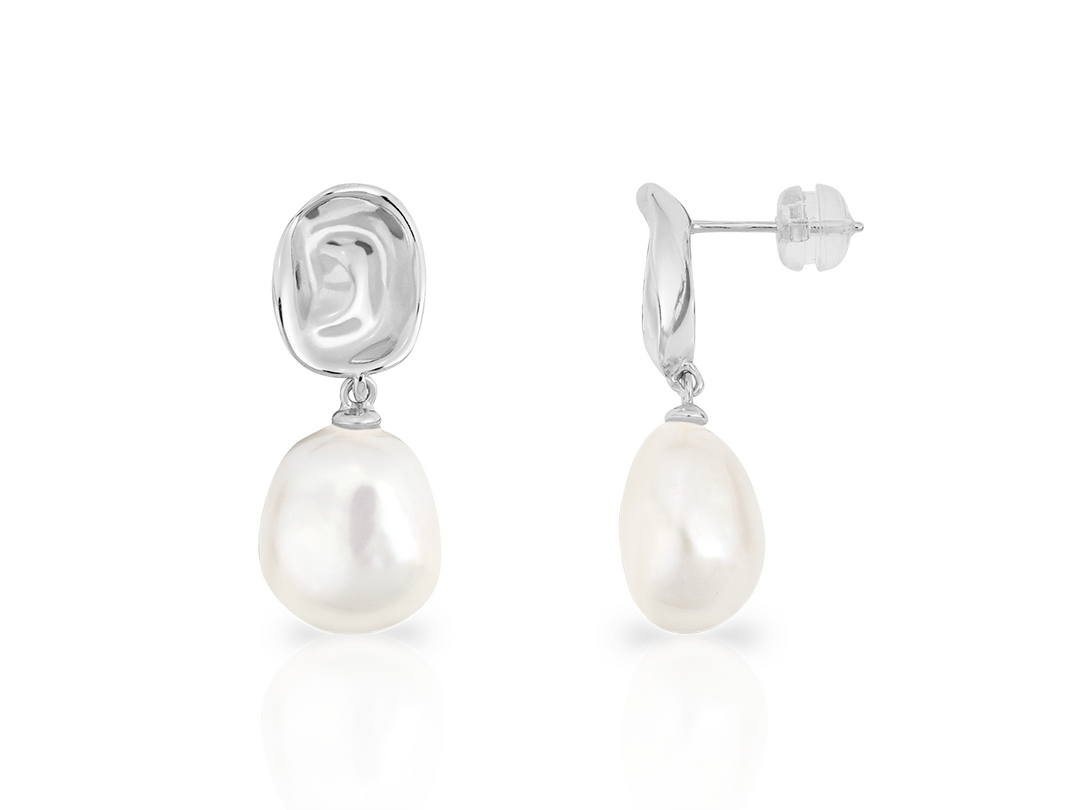 Cleopatra - Organic Irregular-Shaped Baroque Pearl Earrings in Gold Vermeil