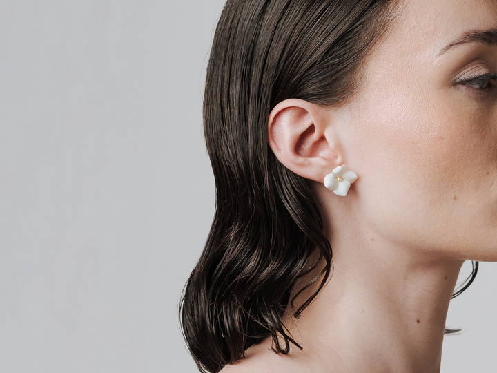 Diana - Flower Studs in White
