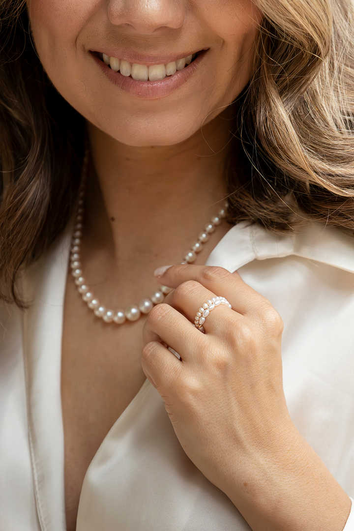 Solenge - White Gradual Pearl necklace 3-9 mm