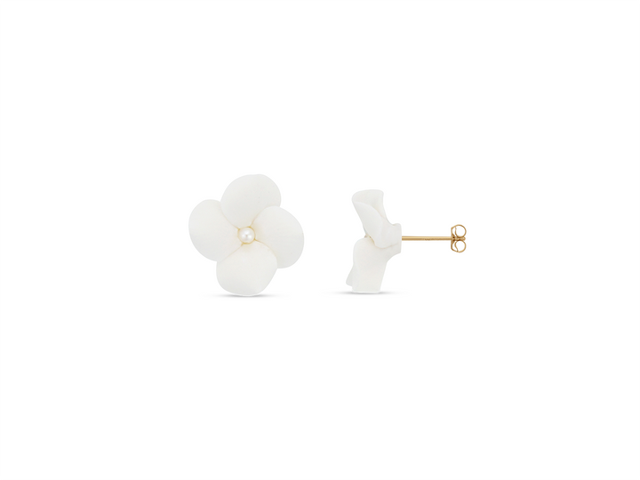 Diana - Flower Studs in White
