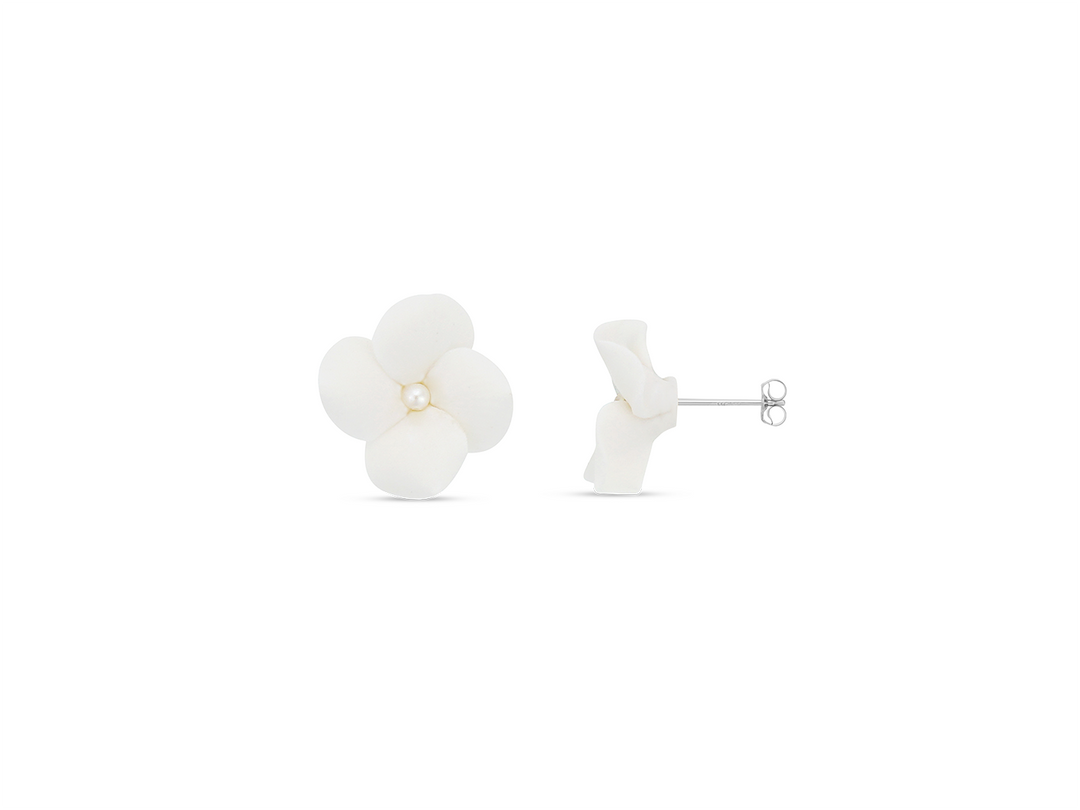 Diana - Flower Studs in White
